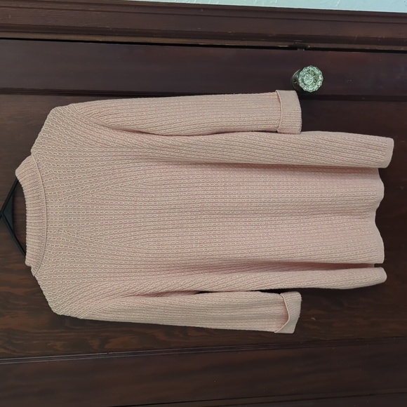 Lands' End Pink Knit Mock Neck Longer Length 3/4 Sleeve Sweater Size MP - Picture 5 of 6